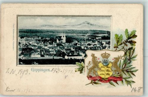 Göppingen 1903 Prägedruck Wappen Passepartout