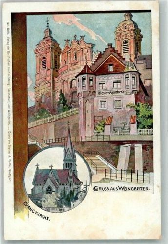 Weingarten sign. Fuchs K. Kloster Apotheke Ev. Kirche