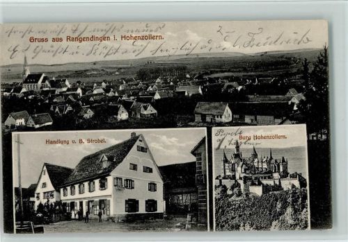 Rangendingen 1910 Handlung Strobel, Burg Hohenzollern AK