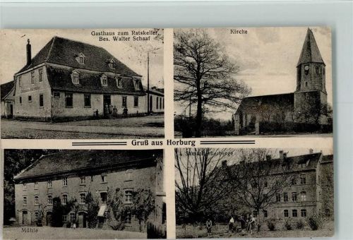 Schkeuditz 1924 Horburg - Gasthaus zum Ratskeller, Mühle, AK