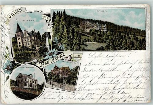Bad Berka 1898 Villa Alma Die Harth Villa Terrasse Villa Amerikana Lithographie
