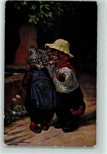1918 Vermenschlichte Katze , Verlag TSN Serie 875