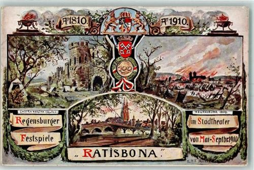 Regensburg 1910 Festspiele + Sonderstempel