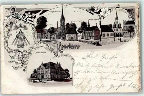 Kevelaer 1899 Gnadenbild Marien-Hospital Kloster Gnadenkapelle Wallfahrtskirche Kerzenkapelle Lithographie