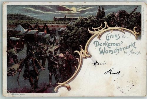 Bad Dürkheim 1903 Derkemer Worschtmarkt bei Nacht Mond
