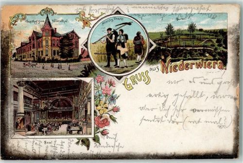 Niederwiera 1905 Gasthaus Wierathal Altenburger Tracht Saal