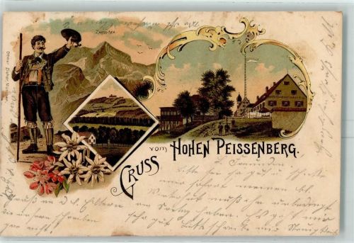 Peißenberg 1904 Hohen Peissenberg Zugspitze Wanderer Edelweiss