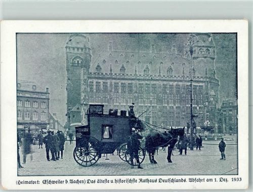 Eschweiler Rathaus Abfahrt 1. Dez. 1933 Historische Postreise Rekorde AK