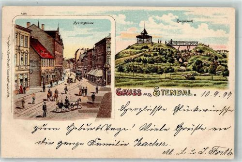 Stendal 1899 Breitestraße Kutsche Straßenbahn Bürgerpark
