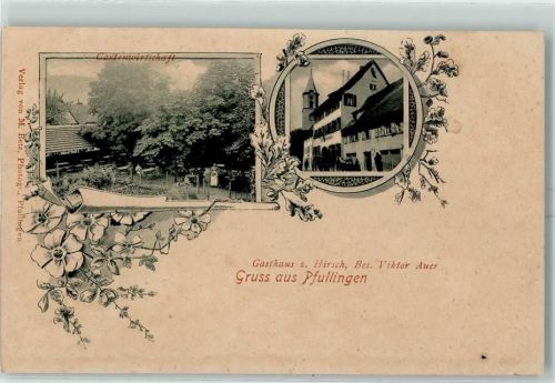 72793 W7417 Pfullingen - Gasthaus Zum Hirsch Bes. Viktor Auer Gartenwirtschaft