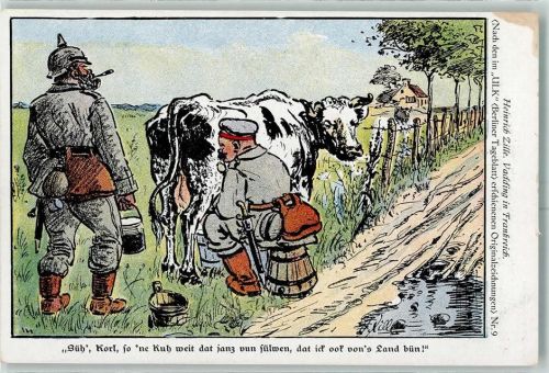 WK I Vadding in Frankreich Nr. 9 Kriegsnot Kuh melken AK