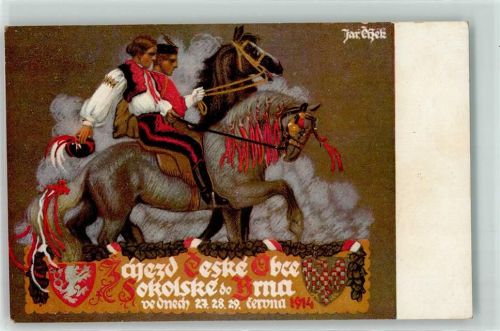 Brno 1914 Zajezd Ceske Obce Sokolske Tracht Wappen