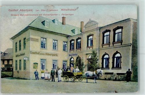 Limbach-Oberfrohna 1910 Gasthof Albertpark Inhaber Otto Frischmann Pferdekutsche Mittelfrohna