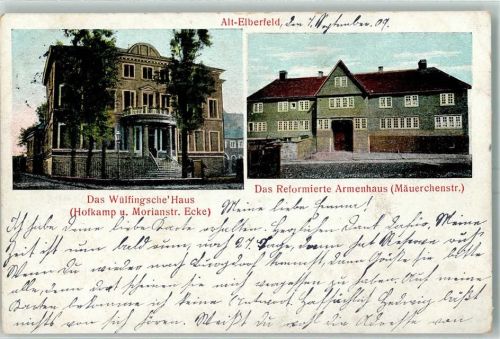 Elberfeld 1909 Alt-Elberfeld Wülfingsche Haus Hofkamp und Moranstraße Ecke Reformiertes Armenhaus Mäuerchenstraße