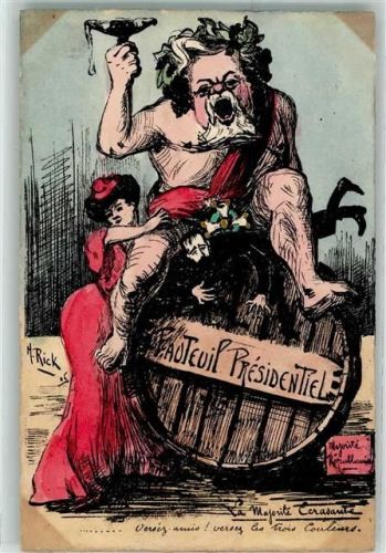 1906 Humor Fauteuil Presidentiel la Majorite Cerasante sign. H. Rick