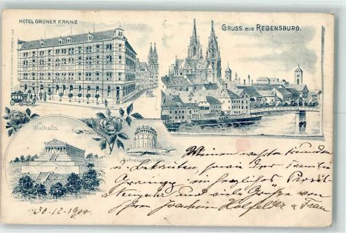 Regensburg 1900 Hotel Grüner Kranz Walhalla Befreiungshalle Regensburger Dom
