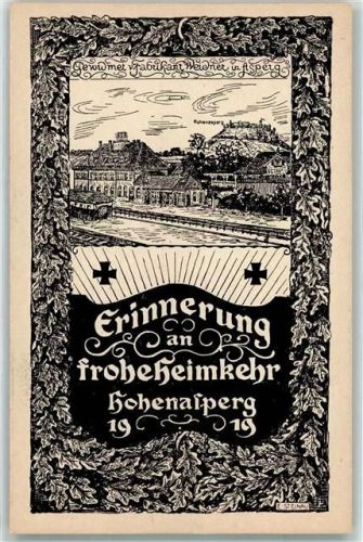 Hohenasperg 1919 Erinnerung an frohe Heimkehr Fabrikant Weidner sign E. Steinau