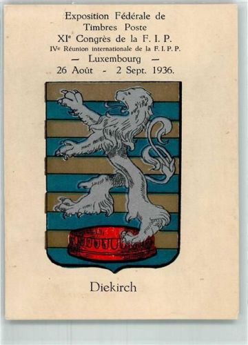 Diekirch Exposition Federale de Timbres Poste XI Congres de la F.I.P. Luxembourg Wappen 1936