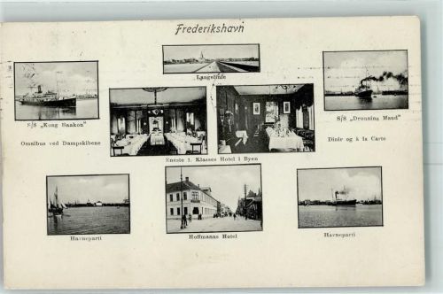 Frederikshavn 1910 S/S Kong Haakon S/S Dronning Maud Hoffmanns Hotel Hafenpartie