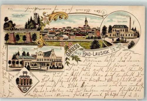 Bad Lausigk 1895 Chamauni-Tal Bade-Haus Kurhaus Hermannsbad Albertquelle Lithographie Bahnpost Leipzig - Zeithain Zug 777