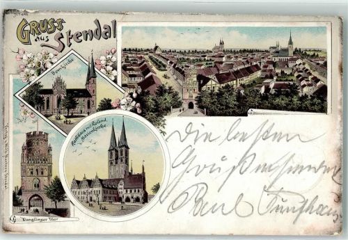 Stendal 1897 Domkirche Rathaus Roland Marienkirche Tor Turm Bahnpost