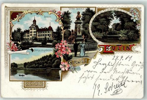 Eutin 1901 Schloss Weber Denkmal Blick g.d. Angelbrücke