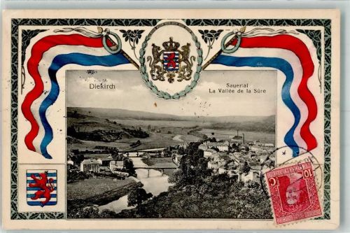 Diekirch 1916 Briefmarke Bildseite Wappen
