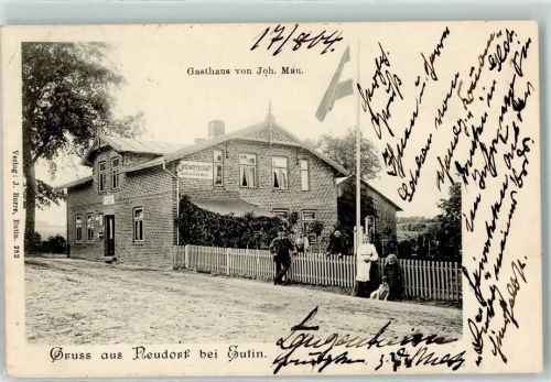 Eutin 1904 Gasthaus von Joh. Mau. Fahne Neudorf