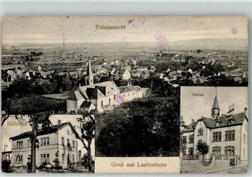 Laubenheim 1917 Bahnhof Schule