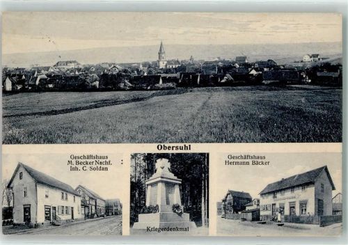 Obersuhl Geschäftshaus M. Becker Nachf. Inh C. Soldan Kriegerdenkmal Geschäftshaus Hermann Bäcker