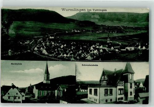 Wurmlingen 1913 Marktplatz Schwesternheim Kirche