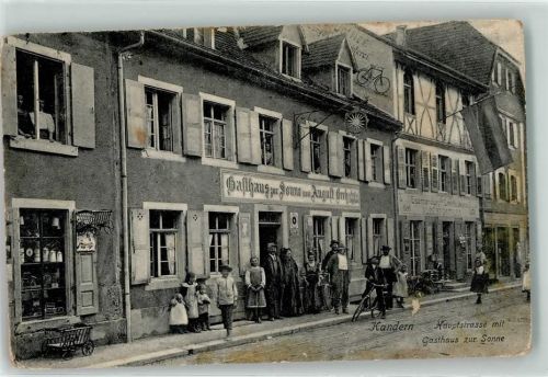 Kandern 1919 Gasthaus zur Sonne Hauptstraße Fahrrad Eisenhandlung