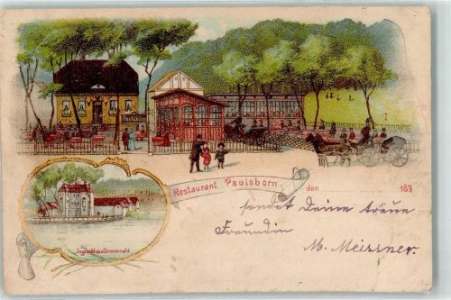 10115 W1000 Grunewald 1897 Lithographie Gasthaus Paulsborn Jagdschloss