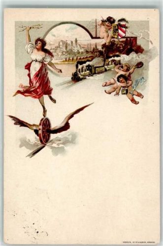 Nürnberg 1901 Flügelrad Eisenbahn Engel Wappen