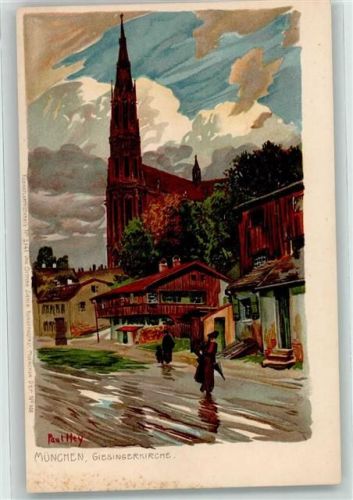 München 1900 Zieher, Ottmar Künstlerkarte Nr. 2141 - Giesingerkirche