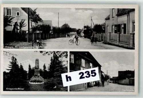 04910 O7901 Kraupa - Dorfstraße Motorrad Kriegerdenkmal Fahrrad
