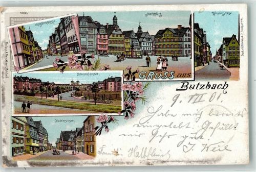 Butzbach 1901 Zellenstraf-Astalt Griedelerstraße Marktplatz Weiseler Straße