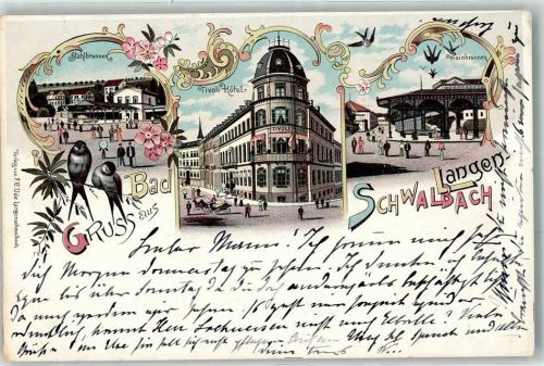 Bad Schwalbach 1897 Stahlbrunnen Tivoli Hotel Weinbrunnen Schwalben