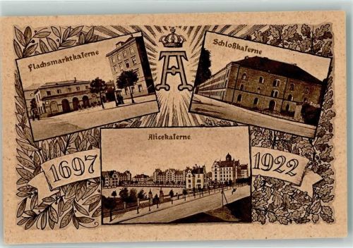 Mainz 1697 - 1922 Flachsmarkt Kaserne Schloss Kaserne Alice Kaserne Regiments Gedenktag