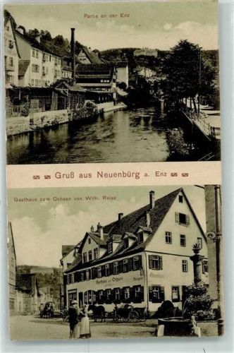 Neuenbürg 1912 an der Enz Gasthaus zum Ochsen