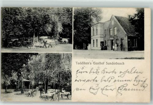Sanderbusch 1906 Taddiken´s Gasthaus Bahnpost Fahrrad Terrasse