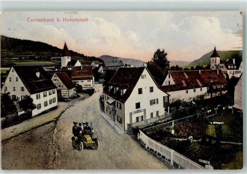 Eschenbach 1909 Dorfstraße Oldtimer Bahnpoststempel