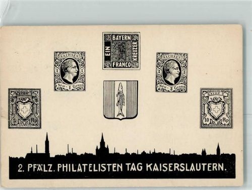 Kaiserslautern 1923 2. Pfälz. Philatelisten Tag Abbildungen Briefmarken Sonderstempel