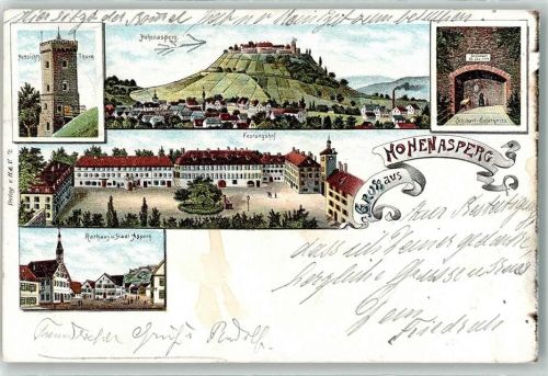 Hohenasperg 1897 Festung Hohenasperg Festungshof Aussichtsturm Schubart-Gefängnis Bahnpoststempel