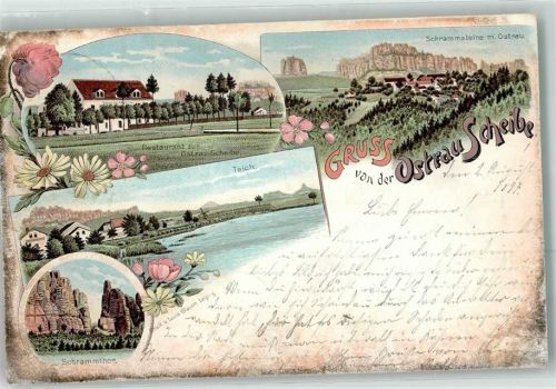 Ostrau 1897 Gasthaus Teich Schrammtor Schrammsteine Ostrau-Scheibe