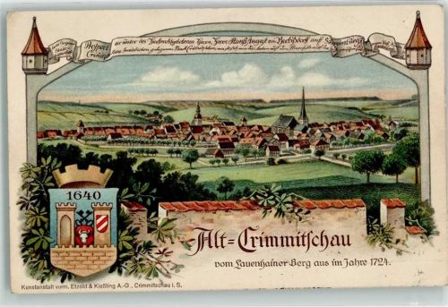 Crimmitschau 1914 Stadtrechtsfeier 1914 Crimmitschau anno 1724 Stadtwappen