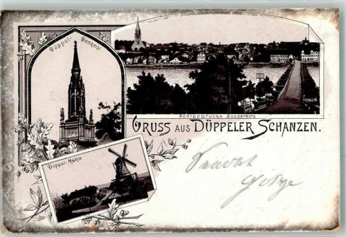 Sonderburg 1907 Düppel Denkmal Pontonbrücke Düppel Mühle Düppeler Schanzen