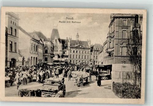 Neuss 1916 Rathaus Marktplatz Marktszene Feldpost WK I