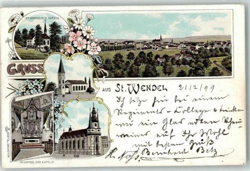 St. Wendel 1899 Bahnpost Metz Bingerbrück Zug 367 21.2.99 Kapelle