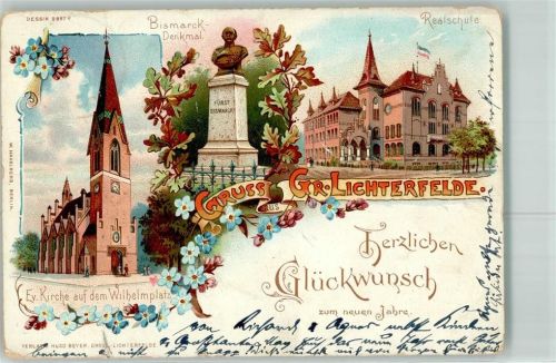 Lichterfelde Wilhelmsplatz Ev. Kirche Bismarck-Denkmal Realschule